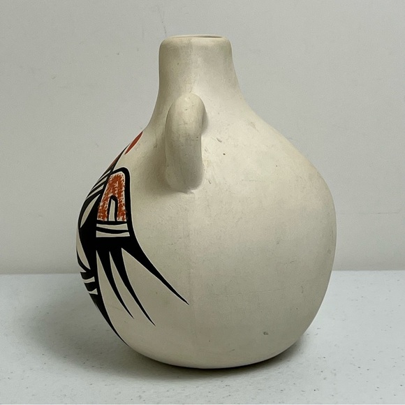 VTG Native American Jemez Pueblo Pottery Canteen Signed L. Toya Hand Painted - Picture 2 of 10
